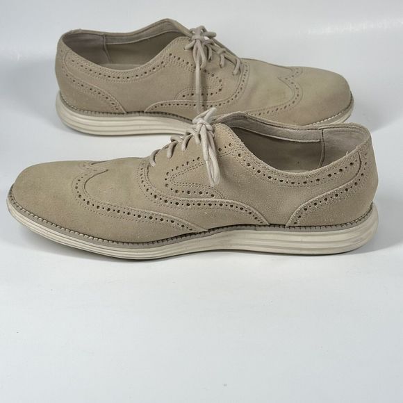 Cole Haan Lunargrand Wingtip Cream Beige Suede Shoes C24917  Mens Size 10 M main image 15